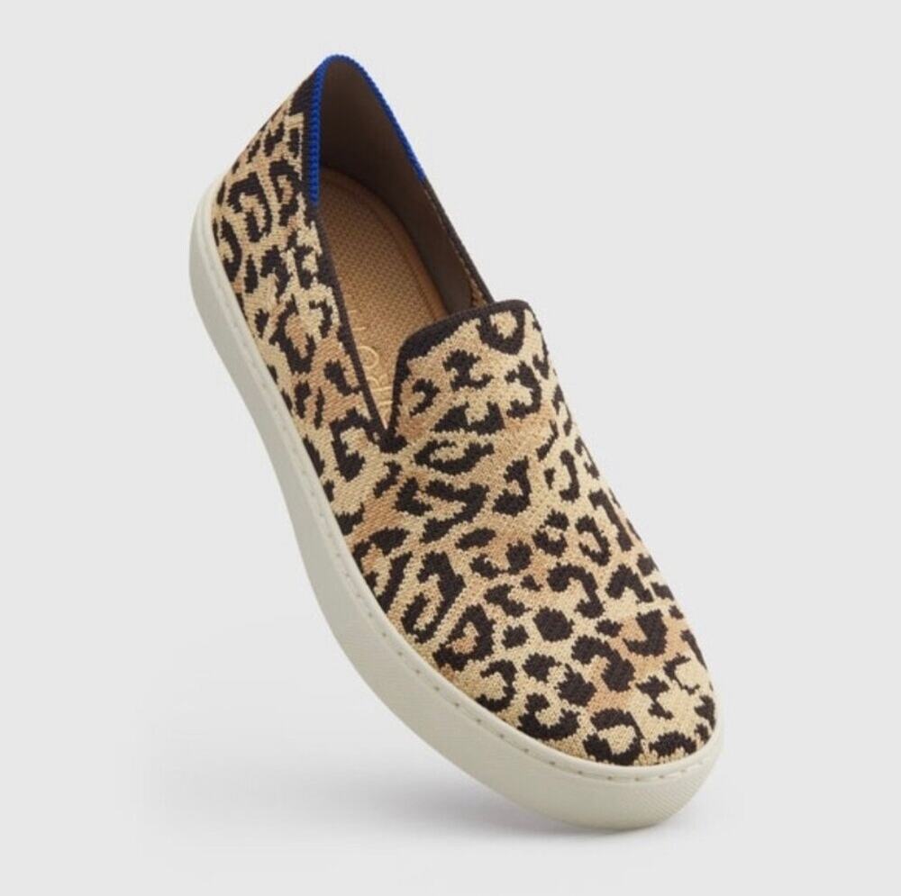 Rothy’s The Slip On Sneaker Sahara Camo Cat Leopard Print Size 8.5